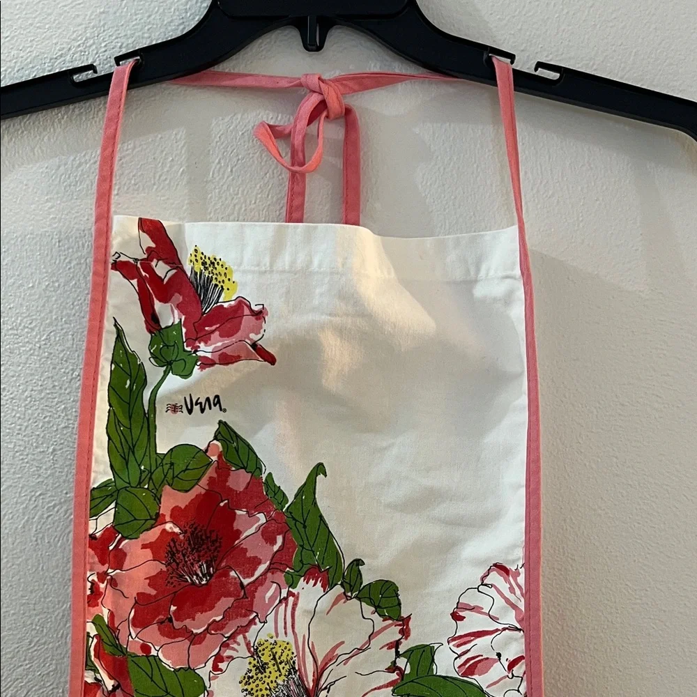 VERA Neumann Floral Apron with Pink Trim Cotton
